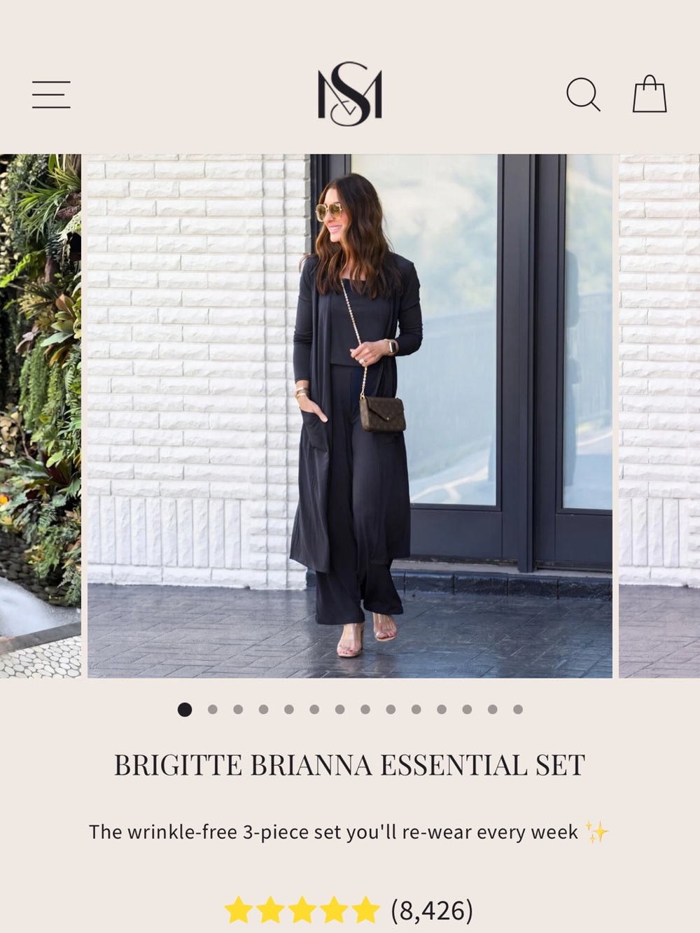 Brigitte Brianna Essential Set - Women's Black Wide-Leg Pants & Long Cardigan XS